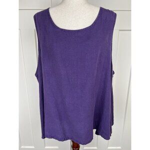 Bryn Walker 100% Linen Purple Tank Top Lagenlook Swing Tunic Women’s 1X